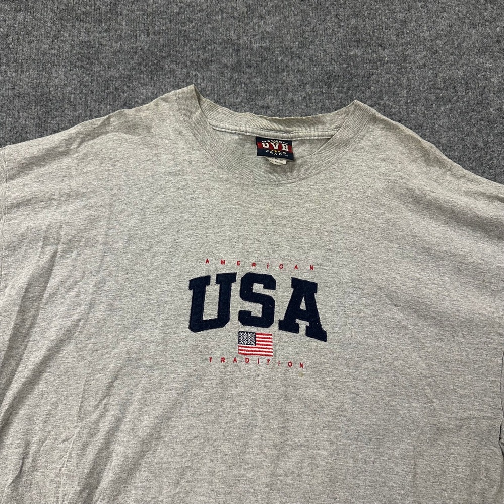 Old Varsity Brand T-Shirt Mens Size 2XL Grey American USA Flag Graphic Casual